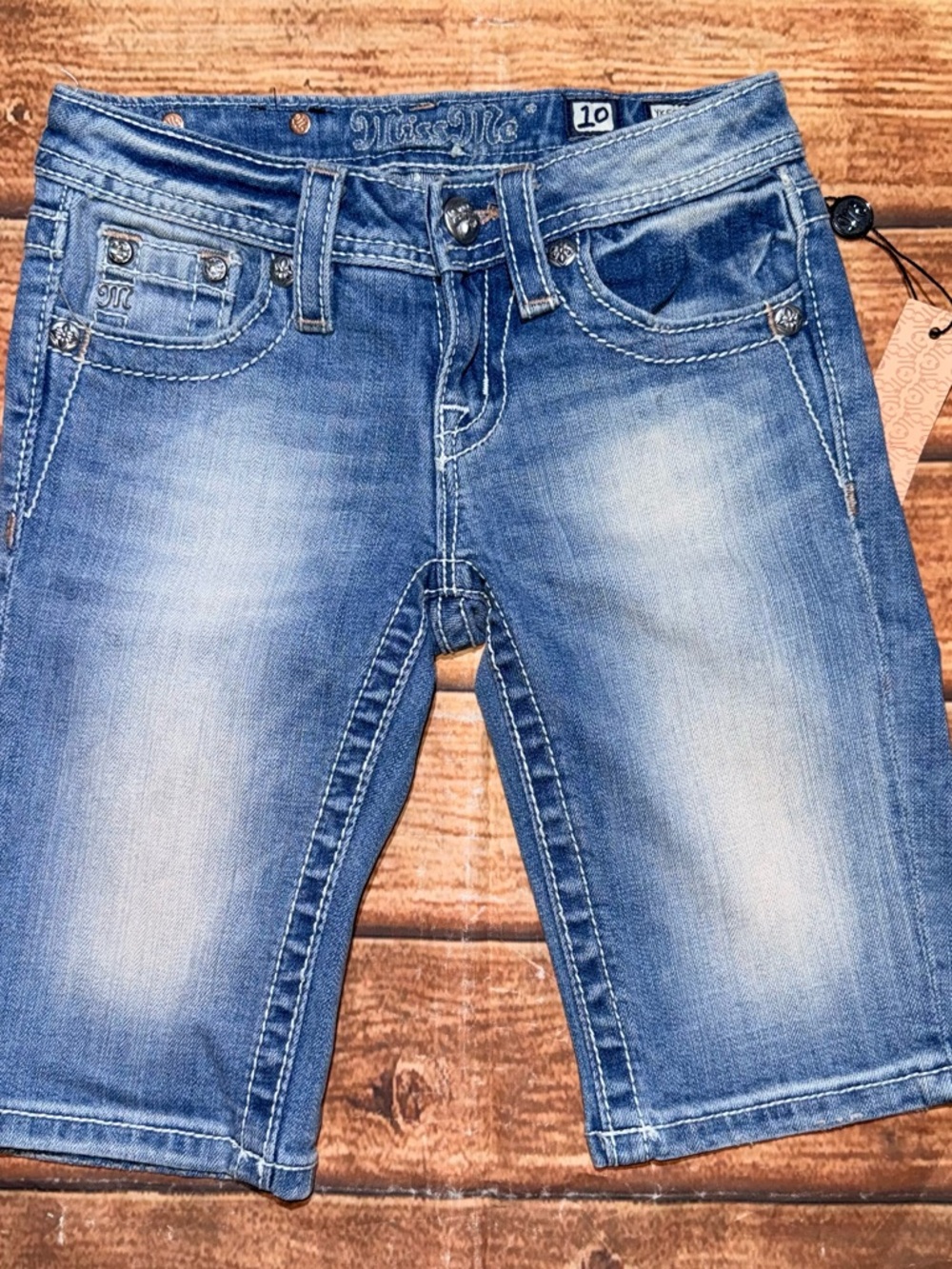 Miss Me Girls Light Blue Denim Bermuda Shorts size 10